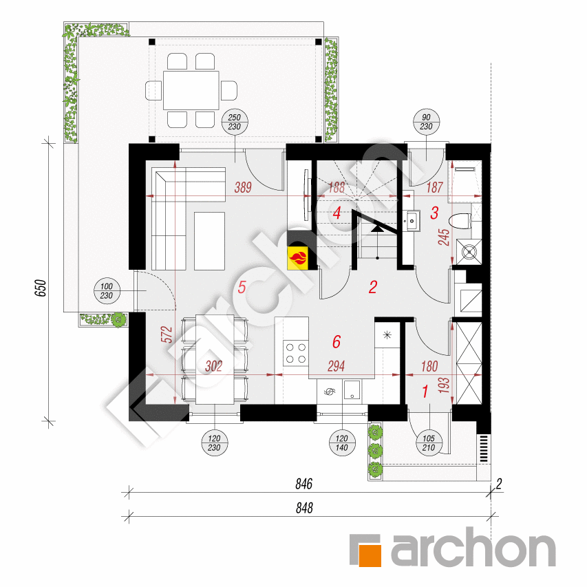 gotowy projekt Dom w everniach 4 (B) rzut parteru