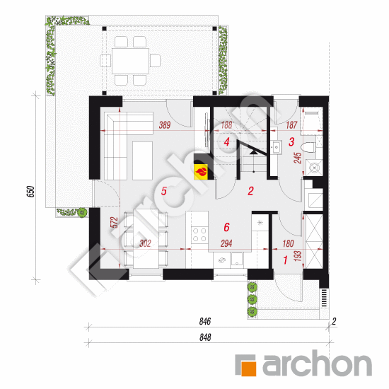 gotowy projekt Dom w everniach 4 (B) rzut parteru