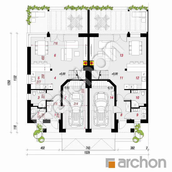 gotowy projekt Willa Julia 5 (R2BA) rzut parteru