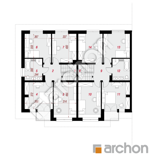 gotowy projekt Willa Julia 5 (R2BA) rzut piętra