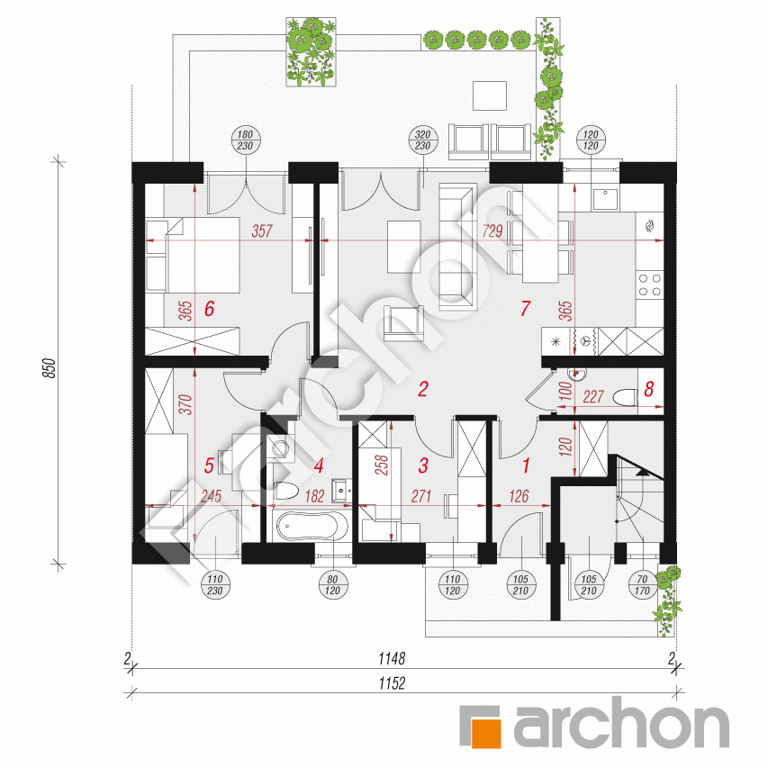 gotowy projekt Dom w halezjach 2 (R2S) rzut parteru