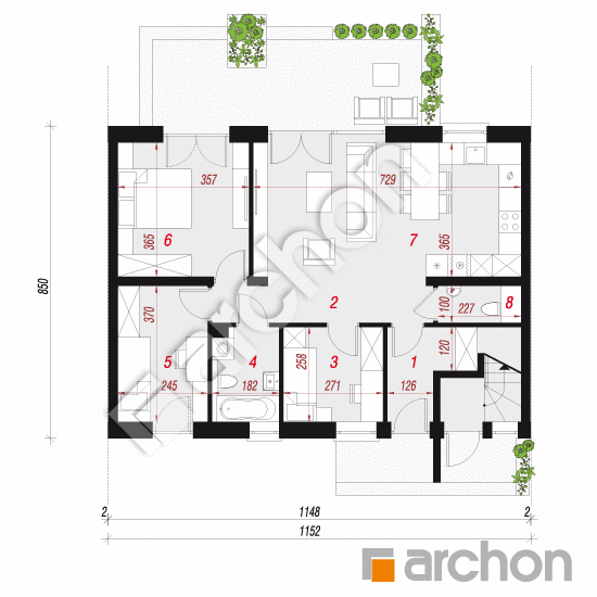 gotowy projekt Dom w halezjach 2 (R2S) rzut parteru