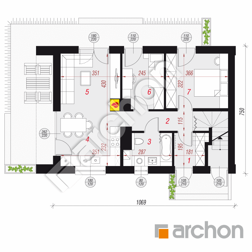 gotowy projekt Dom w halezjach 7 (R2) rzut parteru