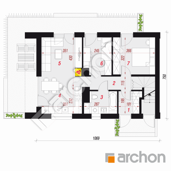 gotowy projekt Dom w halezjach 7 (R2) rzut parteru