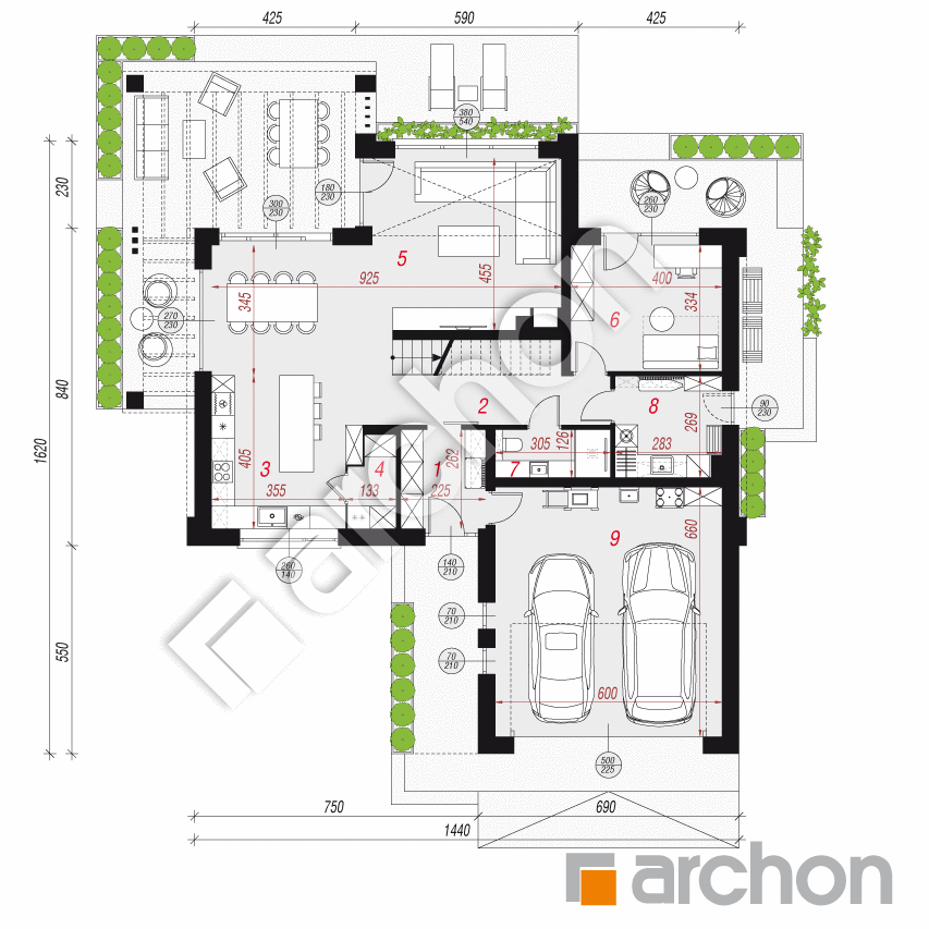 gotowy projekt Dom w felicjach 5 (G2E) rzut parteru