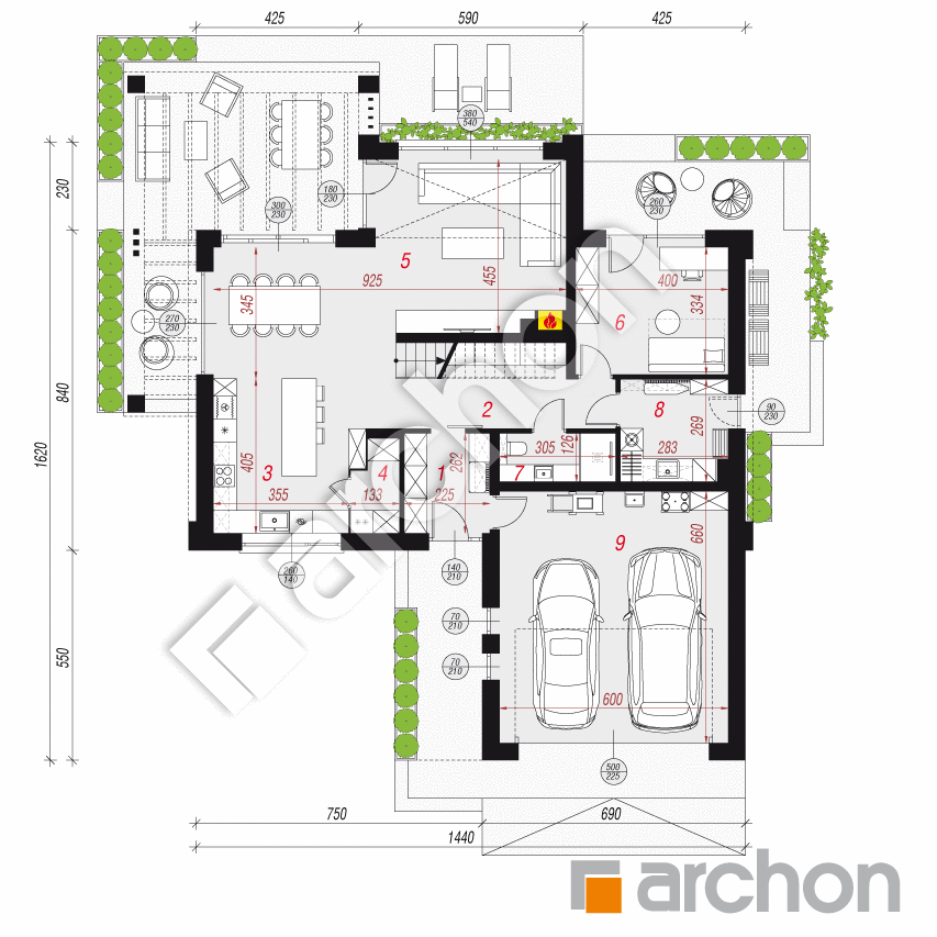 gotowy projekt Dom w felicjach 5 (G2E) rzut parteru
