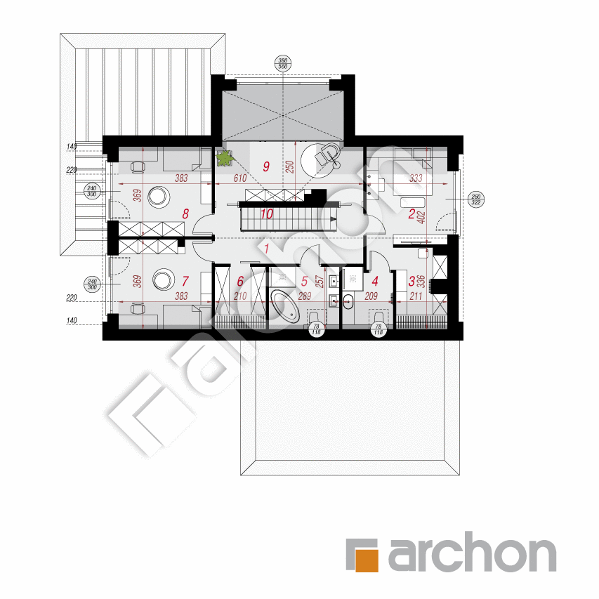 gotowy projekt Dom w felicjach 5 (G2E) rzut poddasza