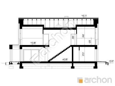 gotowy projekt Dom w felicjach 5 (G2E) przekroj budynku
