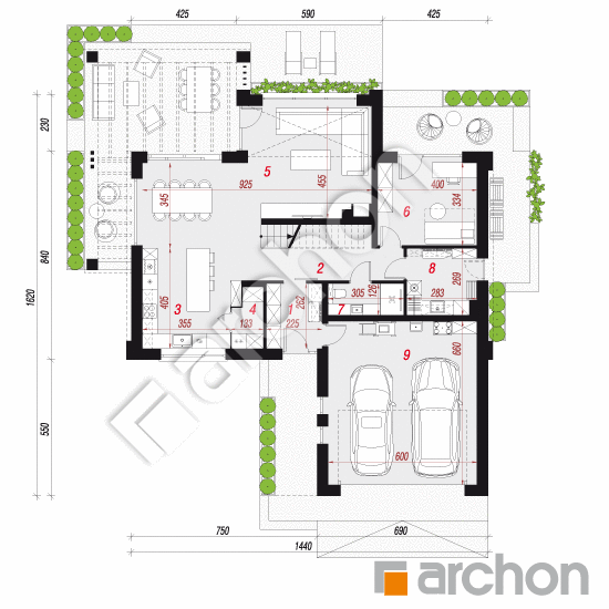 gotowy projekt Dom w felicjach 5 (G2E) rzut parteru