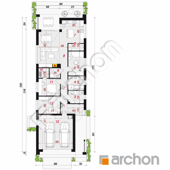 gotowy projekt Dom w akmeliach 2 (G2E) rzut parteru