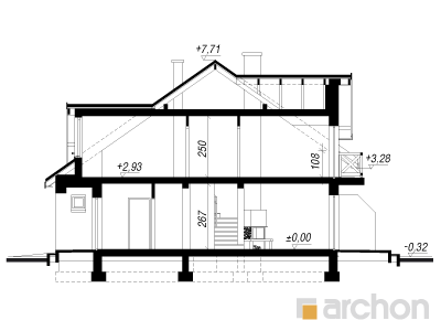 gotowy projekt Dom w klematisach 4 przekroj budynku
