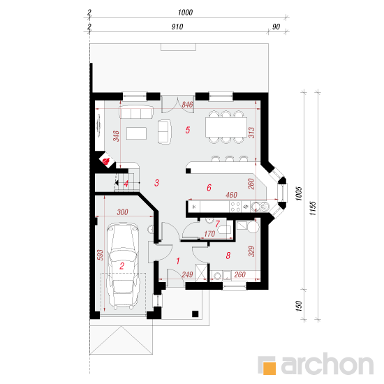 gotowy projekt Dom w klematisach 4 rzut parteru
