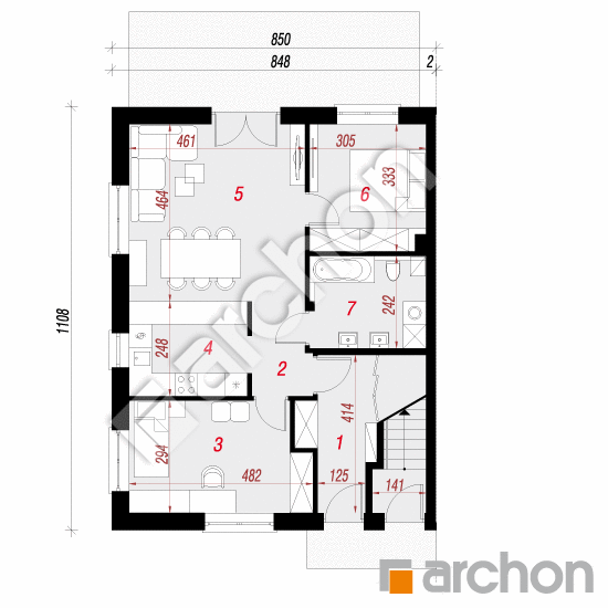 gotowy projekt Dom w kalwilach 2 (AB) rzut parteru