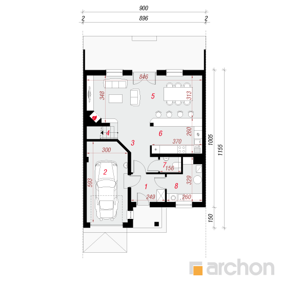 gotowy projekt Dom w klematisach 3 rzut parteru