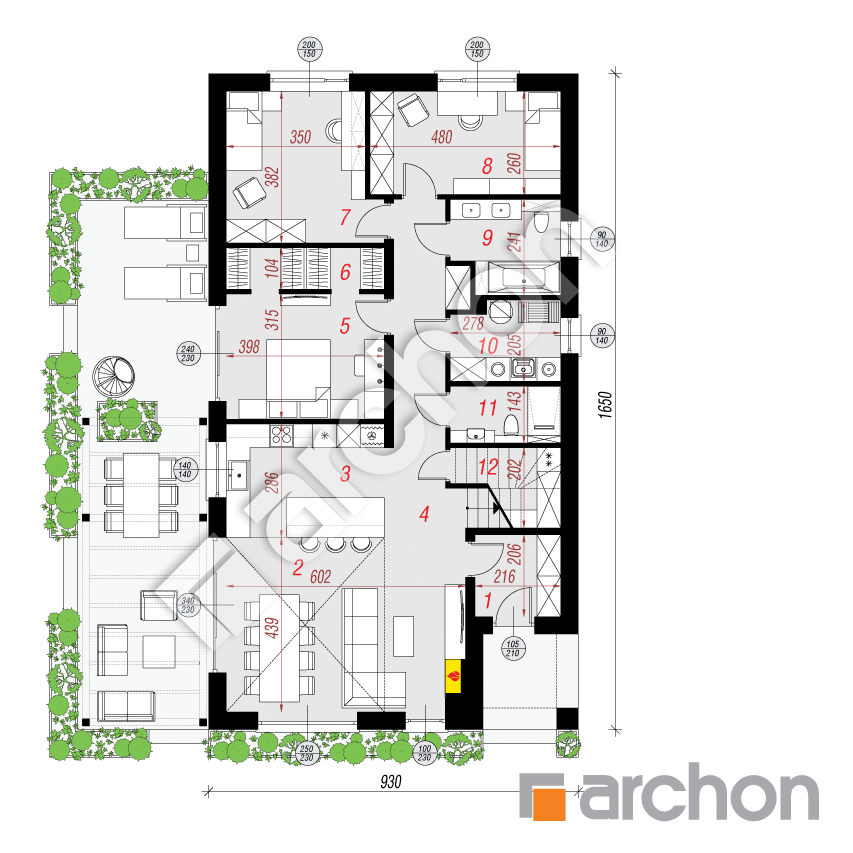 gotowy projekt Dom w lilakach 12 rzut parteru