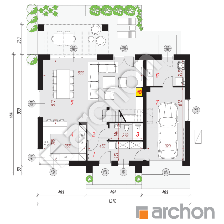 gotowy projekt Dom w balsamowcach 2 (AE) OZE rzut parteru