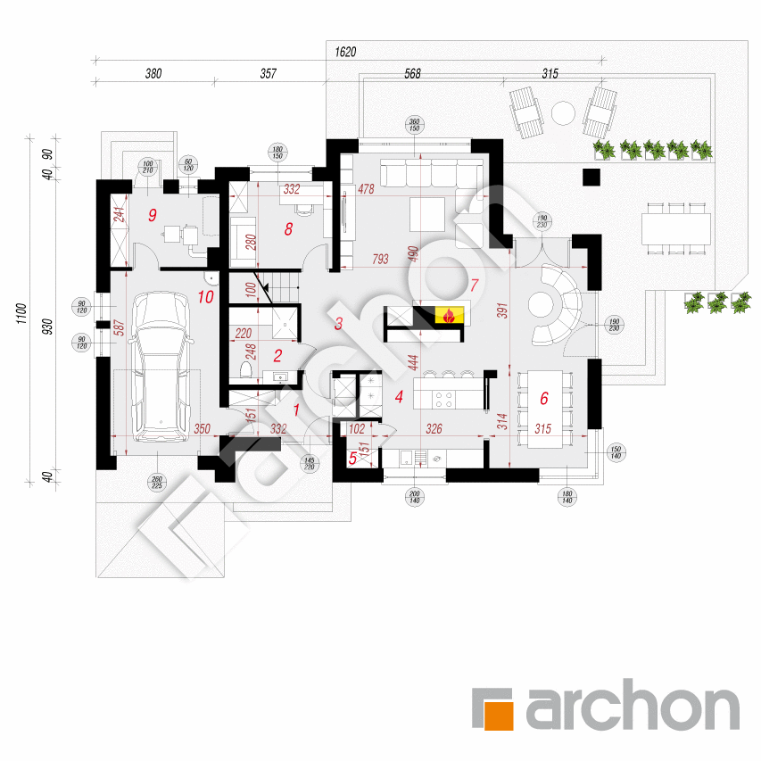 gotowy projekt Dom w kannach 3 rzut parteru