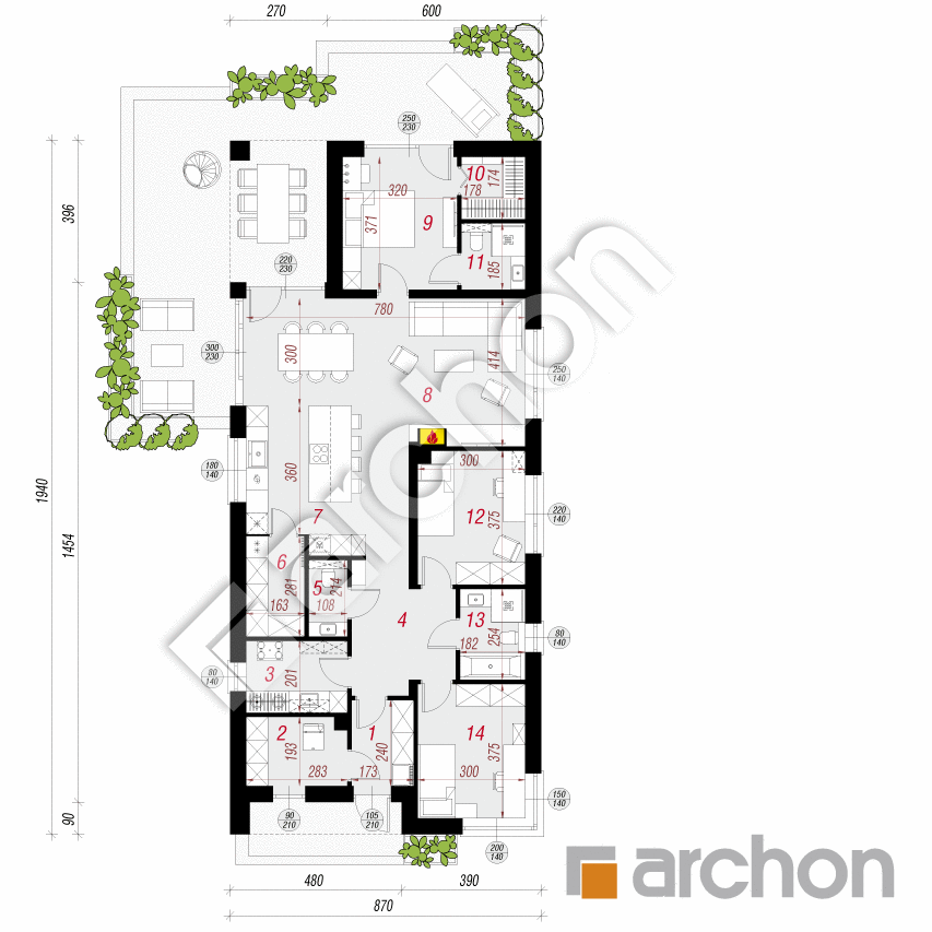 gotowy projekt Dom w batatach 2 (E) rzut parteru