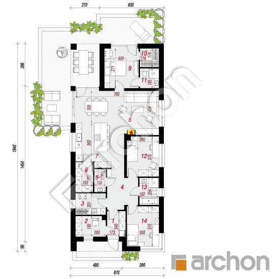 gotowy projekt Dom w batatach 2 (E) rzut parteru