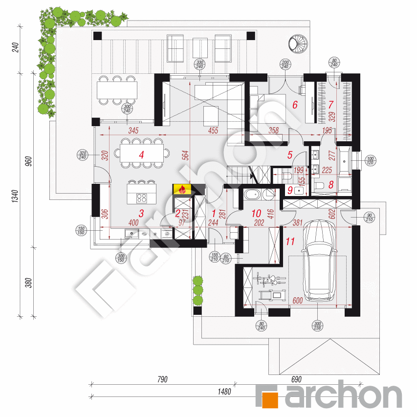 gotowy projekt Dom w dabecjach 4 (G) rzut parteru