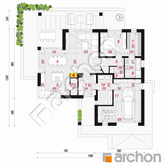 gotowy projekt Dom w dabecjach 4 (G) rzut parteru