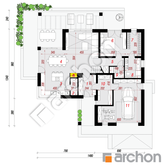 gotowy projekt Dom w dabecjach 4 (G) rzut parteru