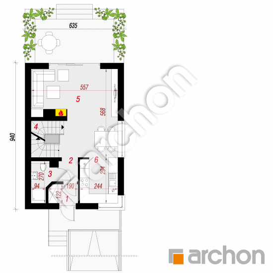 gotowy projekt Dom w andromedach (P) rzut parteru