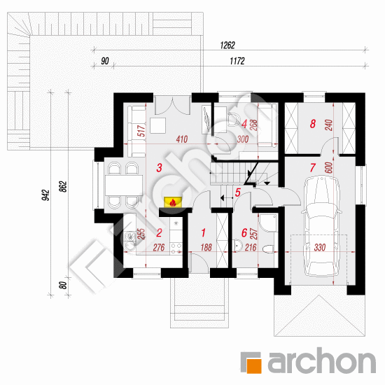 gotowy projekt Dom w rododendronach 15 (PN) rzut parteru