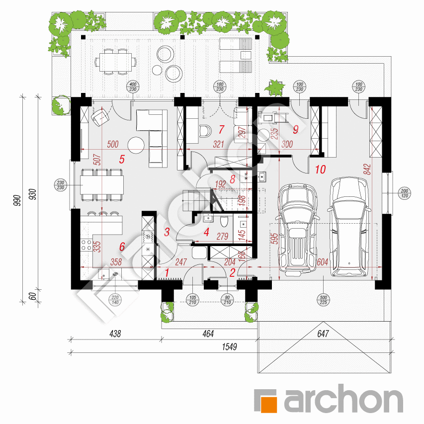 gotowy projekt Dom w balsamowcach 20 (G2) rzut parteru