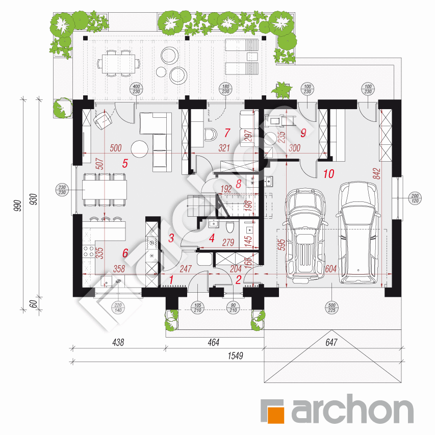 gotowy projekt Dom w balsamowcach 20 (G2) rzut parteru