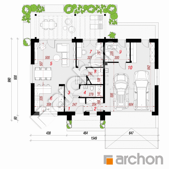 gotowy projekt Dom w balsamowcach 20 (G2) rzut parteru