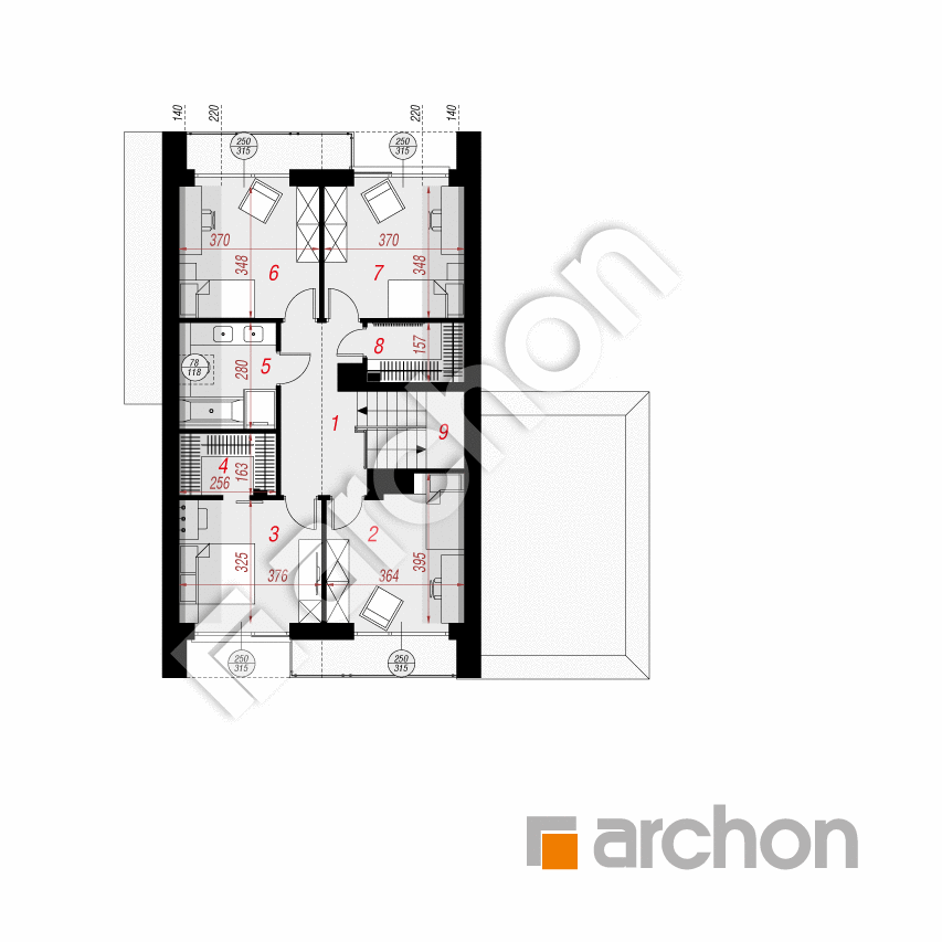 gotowy projekt Dom w szyszkowcach 11 (GE) rzut poddasza