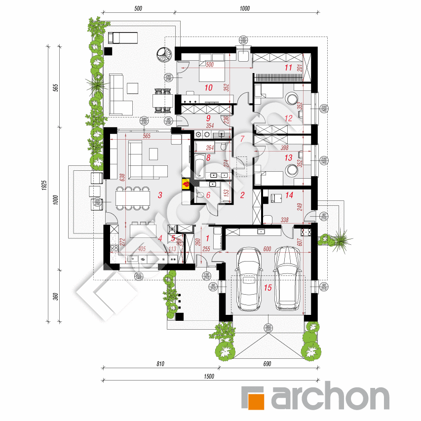 gotowy projekt Dom w anodach 2 (G2E) rzut parteru