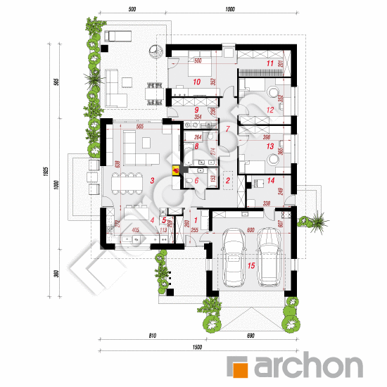 gotowy projekt Dom w anodach 2 (G2E) rzut parteru