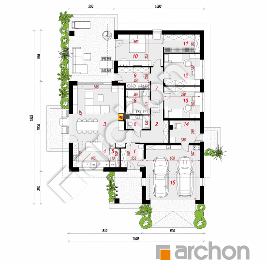 gotowy projekt Dom w anodach 2 (G2E) rzut parteru