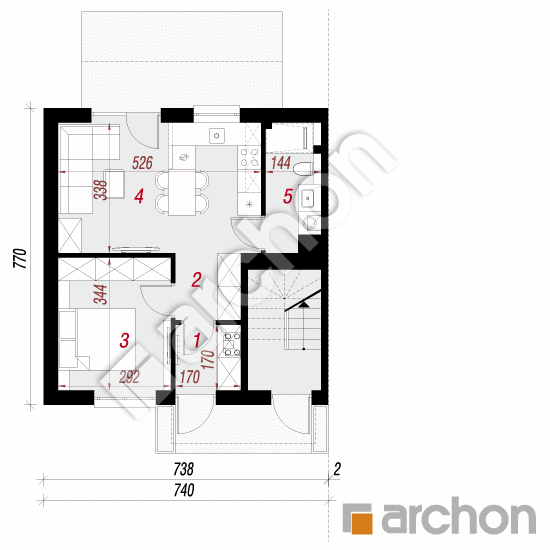 gotowy projekt Dom w halezjach 10 (R2BE) rzut parteru