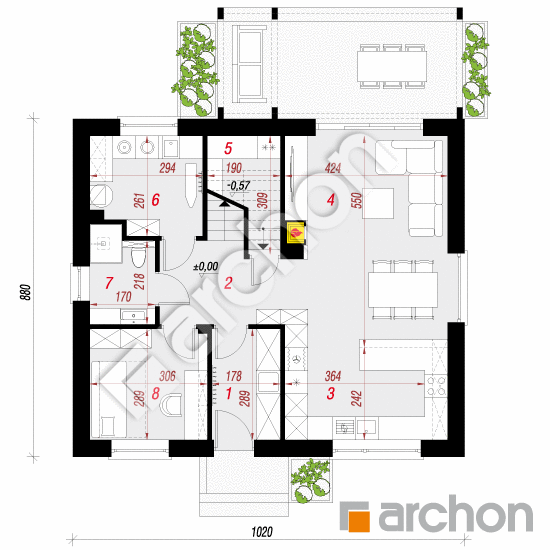 gotowy projekt Dom w zielistkach 32 rzut parteru