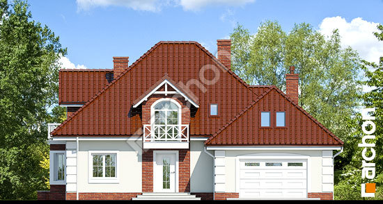 Elewacja frontowa projekt dom w nagietkach 2 27ee5c3b72df7e5534cdedfbbd2603a2  264