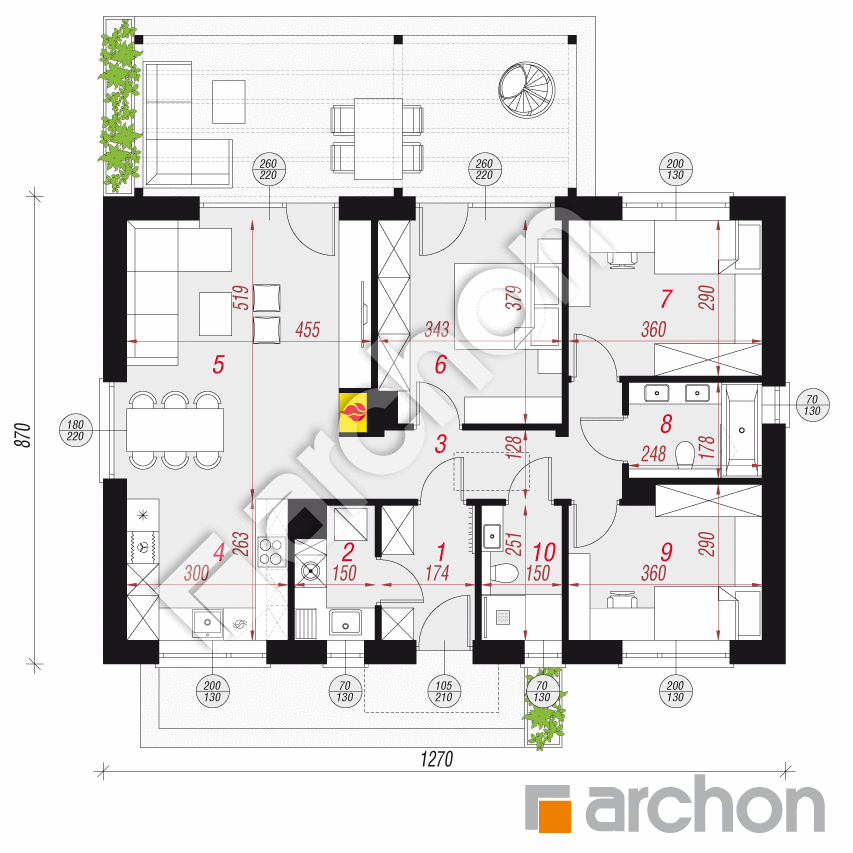 gotowy projekt Dom w kruszczykach 22 (A) rzut parteru