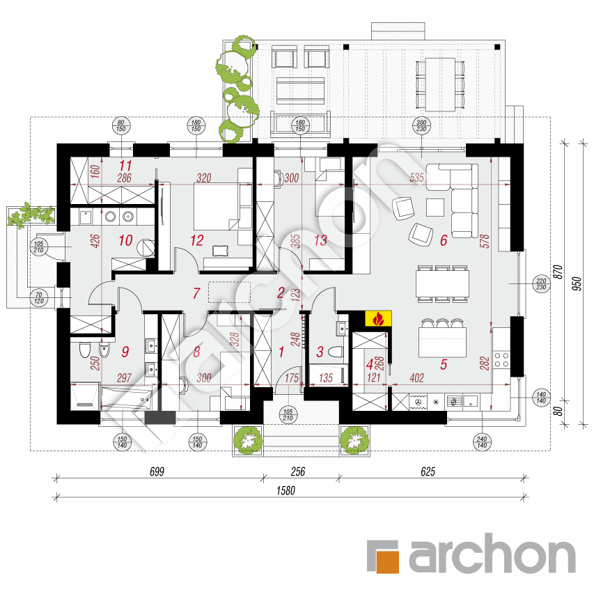 gotowy projekt Dom w leszczynowcach 12 rzut parteru