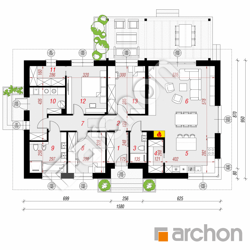 gotowy projekt Dom w leszczynowcach 12 rzut parteru