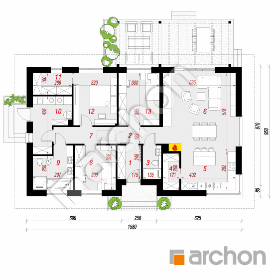 gotowy projekt Dom w leszczynowcach 12 rzut parteru