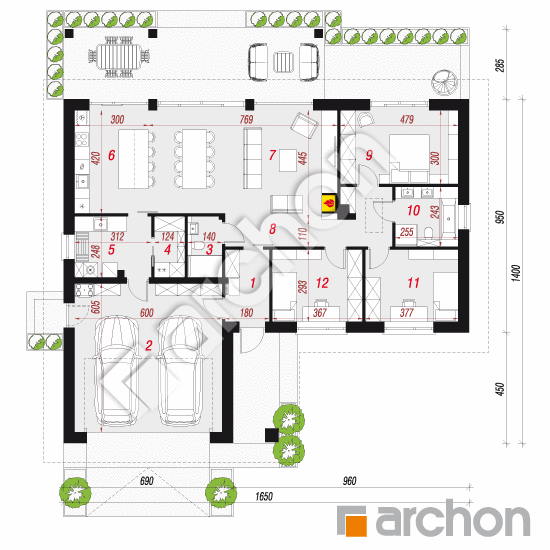 gotowy projekt Dom w czernicach 3 (G2E) rzut parteru