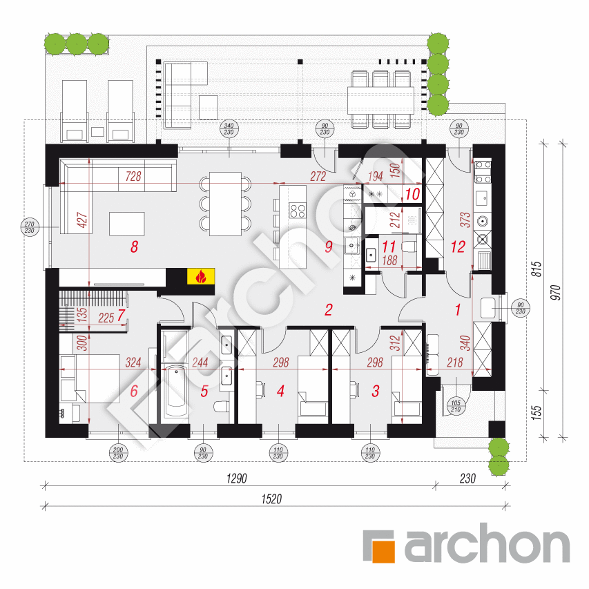 gotowy projekt Dom w tiliach 2 (E) rzut parteru