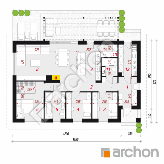 gotowy projekt Dom w tiliach 2 (E) rzut parteru