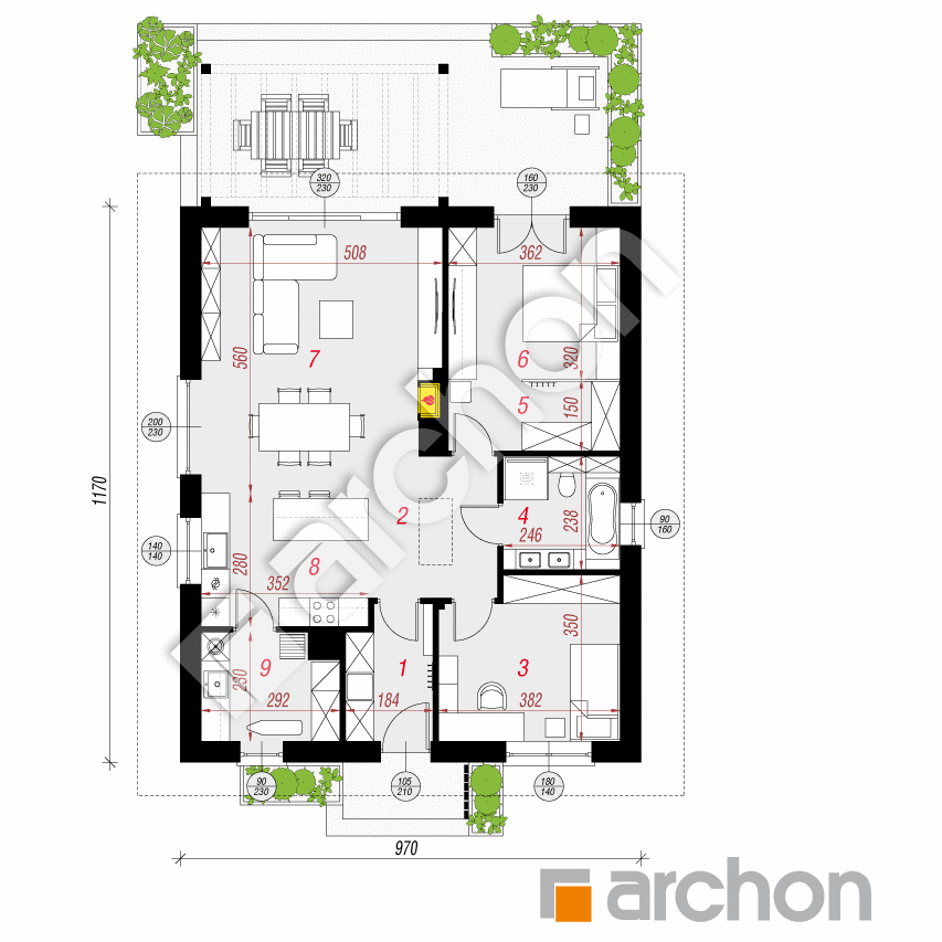 gotowy projekt Dom w żywokostach rzut parteru