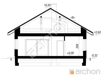 gotowy projekt Dom w żywokostach przekroj budynku