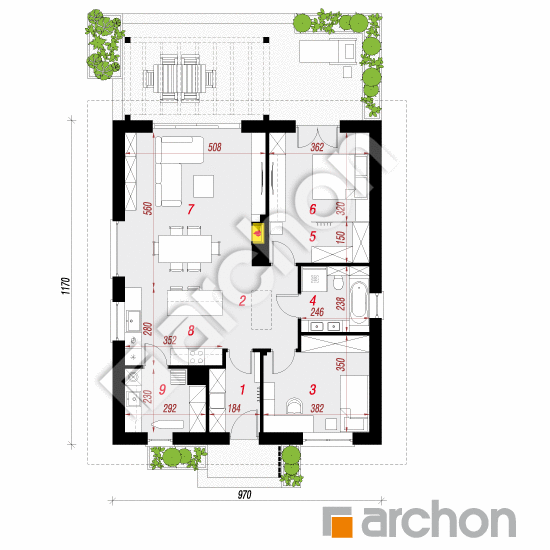 gotowy projekt Dom w żywokostach rzut parteru