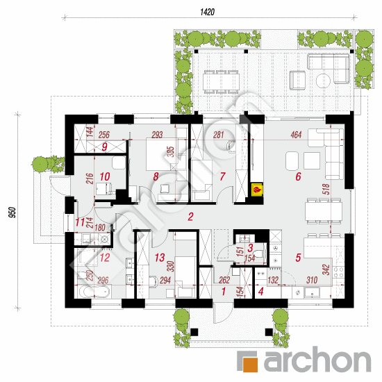 gotowy projekt Dom w leszczynowcach 16 rzut parteru