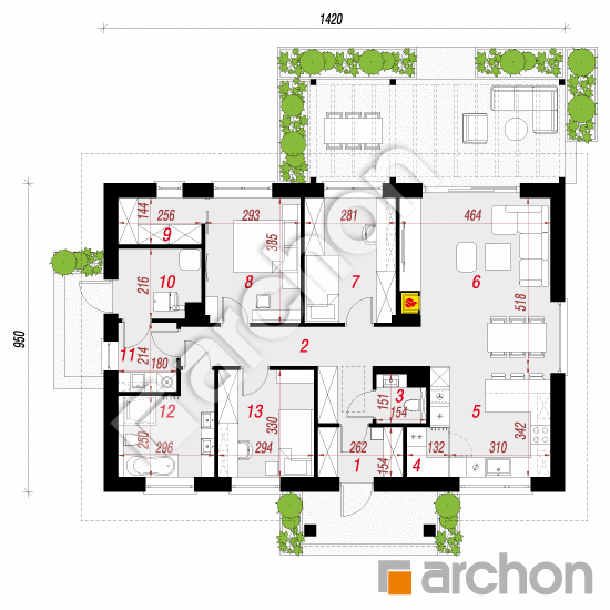 gotowy projekt Dom w leszczynowcach 16 rzut parteru
